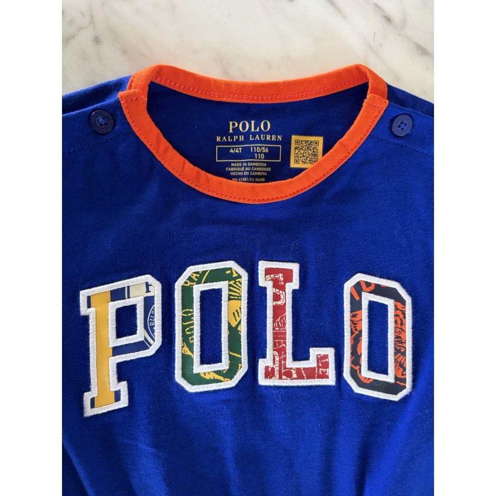 Polo Ralph Lauren Romper Girls 4 4t Blue One-Piece Shorts Jumper Summer Orange